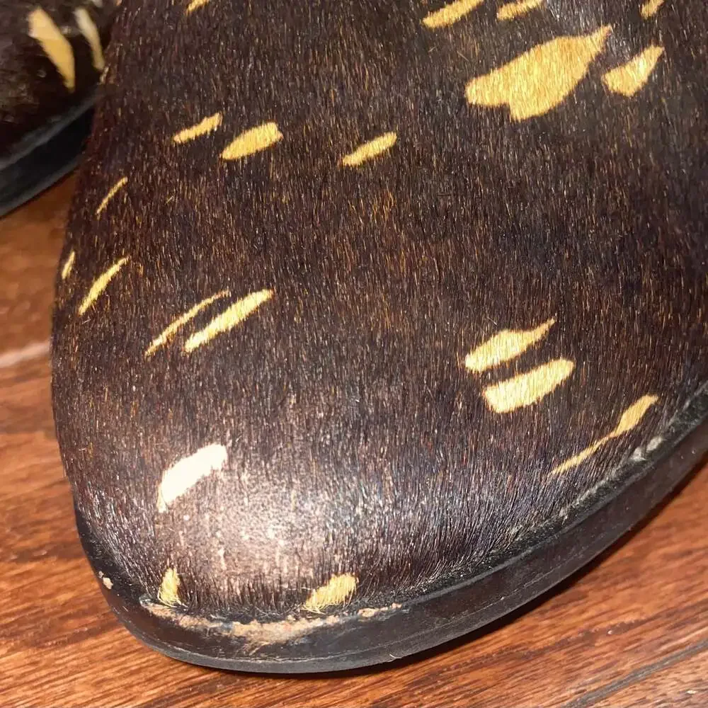 Cole Haan Women’s Calf Hair‎ Block Heel Ankle Boots Black Brown Speckled Size 10